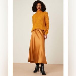 Chelsea & Violet Layered Sweater Slip Dress Gold Size Small